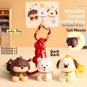 JIUJI | Wood Carving Style Pet Figurine Keychain Pendant Bag Charm