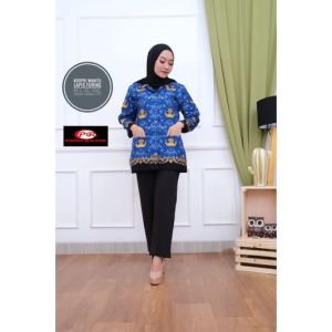 Baju seragam wanita korpri terbaru kerah hitam lapis furing katun halus C40S LENGAN PANJANG