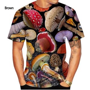 New fashion color-blocking mushroom 3D printing T-shirt men and women summer casual short-sleeved T-shirt top