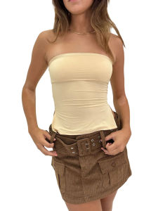 เสื้อเกาะอกเกาะอกเกาะอกแขนกุดผู้หญิง สีเดียว ปิดไหล่ เสื้อผ้า Y2K เสื้อผ้า Fairycore สตรีทแวร์ 2000s