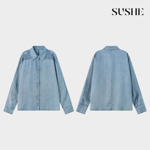 SUSHE | Vintage Embroidered Cowboy Style Washed Cotton Loose Casual Shirt