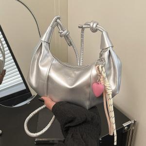 Womens Crescent Shoulder Bag Elegant PU Leather Handbag 2026 Trendy Crossbody Purse Minimalist Chic Daily Evening Bag