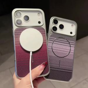 Gradient Plating Carbon Fibre Pattern Magnetic Case For iPhone 17 Air 16 15 14 Pro Max Plus For Magsafe Shockproof Armor Cover