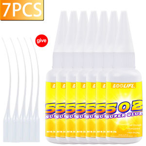 LOOLIFL | Loolifl 1-7Pcs 20ml 502 Quick-Drying Instant Super Glue Cyanoacrylate Strong Bond Adhesive For Home Office Industrial Repair Materials Adhesive Leather Rubber Wood Metal Strong Bond Liquid Glue Tool