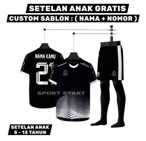 [ FREE SABLON CUSTOM NAMSET ] 1 Setel Baju sepak Bola Anak Laki laki Baju Badminton Baju Bola Futsal Baju Olahraga Anak Laki Dan Perempuan Usia 5-13 Tahun