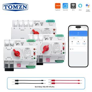 TOMZN Tuya WiFi Công Tắc Chuyển Nguồn Tự Động Thông Minh Kép 63A/100A/125A 2P/3P/4P Với Ứng Dụng SmartLife Điều Khiển Từ Xa Để Chuyển Đổi ATS Không Bị Gián Đoạn