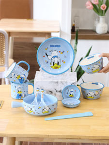 New Cute Donald Duck Collaborative Ceramic Dining Utensils Bowl Plate Spoon  Country Style Dormitory Canteen Household