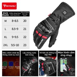 MOTOWOLF | Găng Tay Chống Nước Chống Gió Có Tính Năng Sưởi Ấm Chống Trượt
