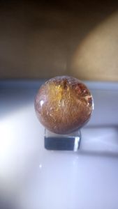 Golden Rutilated/ Hair phantom ball with Red and yellow phantom yellow hematoid  wealth attraction