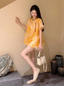 เสื้อเชิ้ตคอป้านผ้าซาตินไหมจีนโบราณฤดูใบไม้ร่วง/ฤดูหนาวสำหรับผู้หญิงไซส์ใหญ่ ทรงหลวม ปักลายดอกไม้ สไตล์จีนโบราณ