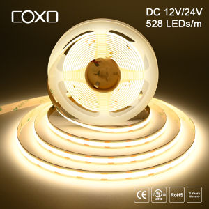 Dimmable COB LED Strip Light 528LEDs/m High Density Flexible FCOB Led Light RA90 Warm Nature Cool White Linear Lighting 12V 24V