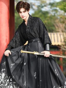 Original New Chinese Style Mens Hanfu Set Improved Martial Arts Spring Summer Interlocking Collar Top Ancient Costume