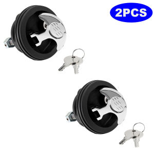 RYSJM | 1 Piece Plastic Latch Flush Cabinet Lock Latch with Key Marine Latch Door Cabinet Lock Round Hardware for Marine Boat Camper RV