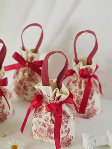 10/30/50Pcs Red Candy Bags Portable Canvas Gift Bag Party Wedding Souvenir Goodie Packing Gift Storage Bags Wholesale 2026 New