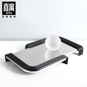 จานแสดงของตกแต่งบ้านสไตล์สวีเดน จานสะท้อนเงินสแตนเลส จานใสสำหรับเก็บเครื่องสำอาง จานสำหรับจัดวางของตกแต่งบ้าน