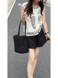 YUEZHONGWEI | Áo len chui đầu không tay thêu vải lanh sợi băng phong cách Trung Hoa cổ điển cho nữ mùa hè Áo khoác ngoài rộng rãi