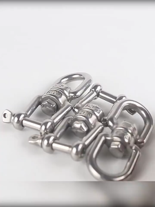 304 Stainless Steel Double Head Rotating Ring Anchor Swivel Jaw Detachable Eye Connector M5 M8 M10 Stainless Double Ended Swivel Eye Chain Marine Ringing Sling Chains Lifting Tool