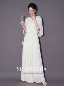 SHANGSHA | Elegant Luxury Dress white long