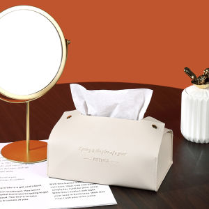 Luxurious Minimalist Towel Box Rectangular PU Material for Living Room Bedroom Modern High-end Storage Organizer Desktop Decoration