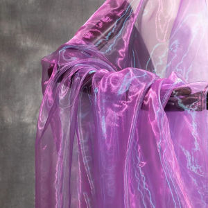 Gradient Flashing Colorful Organza Tull Fabric For Designer Styling Fashion Shiny Dress Clothes Accessories Stage Decor By Meter