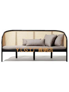 New Chinese Style Solid Wood Wicker Sofa Simple Modern Rural Homestay Hotel Club Sales Office Reception Furniture