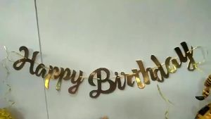 Gold Happy Birthday Banner Paper Bunting Hanging Flags For Birthday Party Decoration