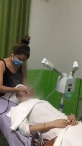 เครื่องพ้นไอน้ำร้อน-เย็น เครื่องโอโซนผิว เครื่องพ้นไอน้ำ2หัว เครื่องพ้นไอน้ำสปา สปาหน้า สำหรับร้านสปาหน้า คลินิกทำหน้า (เช่น ผ้าป่อนเสื้อ, ผ้ายา, หมอง 45 กิโล)