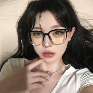 New Anti-Blue Light Glass Men Women Ultra-light Oversize Square Eyewear UV Protection Plain Glass Myopia Spectacle