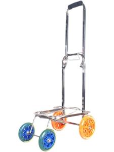 Stainless Steel Folding Four-Wheel Luggage Cart Large Wheels Child Pulling Fishing Cart Mud Road Pull Carriage Elderly Suitable