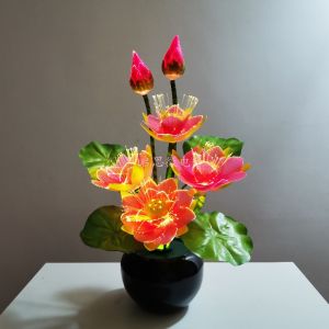 Led flower lights Lotus light buddha lamp optical fiber flower lamp Novelty artistic Fo