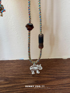 Handmade SUNNYZOO Elephant Pendant Necklace Ethnic Style Sweater Chain Multi-Element Vintage Fashion Jewelry Accessory