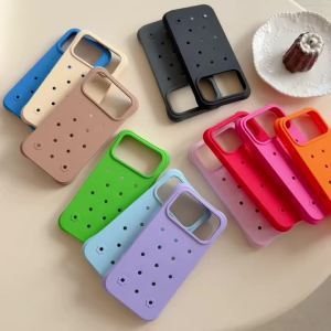 For Crocs Charming Silicone Case For iPhone 17 16 15 14 13 Pro Max Plus Air Trendy Candy Heat Dissipation Cover