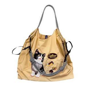 New 2025 Nylon Embroidered Travel Bag Womens Crossbody Handbag Eco-friendly Shopping Bag Ball Chain Stitching Commuter Bag