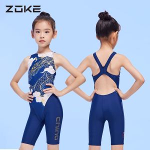 ZOKE Girls Swimwear Athletes Competitive Swimsuit Kid Professional Sporty Fastskin Training Chlorine Resistant Kneesuit One Piece Bathing Suit For Teens Girls