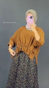Blouse Jennie Atasan Wanita Crinkle airflow / Blouse Serut Lengan Balon premium
