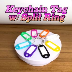 VSPH 50pcs Portable Key ID Tags Durable Plastic Key Tags w/ Split Ring Label Window for Identification