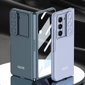 Ultra Thin Z Fold 6 Matte Case Phone Cover Sliding Window Camera Lens Protection Samsung Galaxy Z Fold6 Casing Anti-Drop Durable Hard PC Case with Tempered Glass Screen Protector