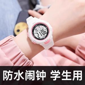 Girls Waterproof Electronic Watch Student Childrens Time Only Female Toddler Wristwatch Night Light round Dial Domestic Brand