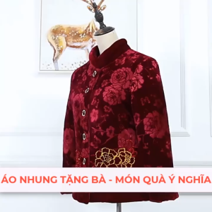 Áo Khoác Nhung Lót Lông Mềm Mại Cực Ấm Dày Dặn Thời Trang Quý Phái Làm Quà Tặng Bà