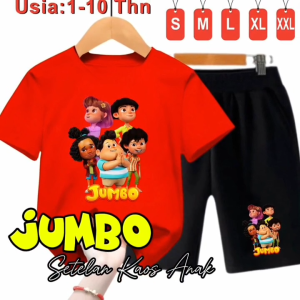 Boneka kartun Jumbo Kaos Setelan Celana Pendek  Anak-Anak 1-10 Tahun Bahan Babyterry
