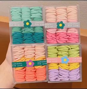 FREE BOX 90PCS - IKAT RAMBUT KARET ANAK ANTI MELAR PREMIUM / IKAT KARET RAMBUT / IKAT RAMBUT ANAK