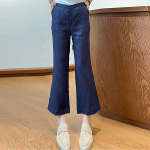 MEITESIJIAONU | White Flax Bell Bottom Capri Pants