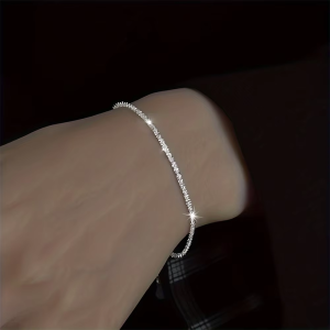 Set of Shiny Silver Plated Collarbone Chain Necklace Bracelet Jewelry Womens Minimalist Starry Sky Accessories