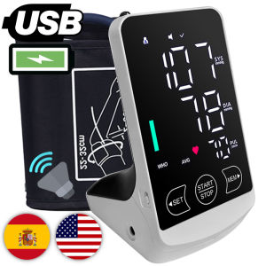 Large Display Screen Rechargeable Automatic Tonometer Arm Blood Pressure Monitor Digital Tensiometer English/Spanish Voice