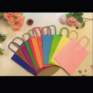 Kẹo Nhiều Màu Sắc Giấy Kraft Túi Quà Tặng 10/20 Chiếc Cho Tiệc Cưới Trang Trí DIY Mua Sắm Halloween Giáng Sinh Những Dịp Có Thể Gập Lại