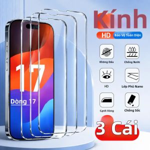 Bộ 3 Miếng Dán Bảo Vệ Màn Hình Kính Cường Lực HD Cho iPhone 11/12/13/14/15/16/17 Pro Max Air 16E - Phim Bảo Vệ Chống Trầy Xước Chống Dấu Vân Tay