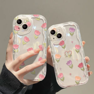RLG Kasing Telepon Tulip Merah Muda Wanita Kreatif Case Soft Case Yang Cocok Untuk Apple 13 14 Pro Apple 11 Xs