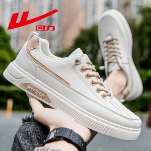 Mens Casual Breathable Leather Surface Shoes Spring Autumn Sports Leisure Shoes Trendy White Sneakers Low Friction PVC Outsole