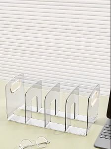 【D294】Penyangga Buku Akrilik Tebal Thickened Acrylic Books Stand Transparent Bookend Holder Desktop Organizer Books Shelf Books Rack
