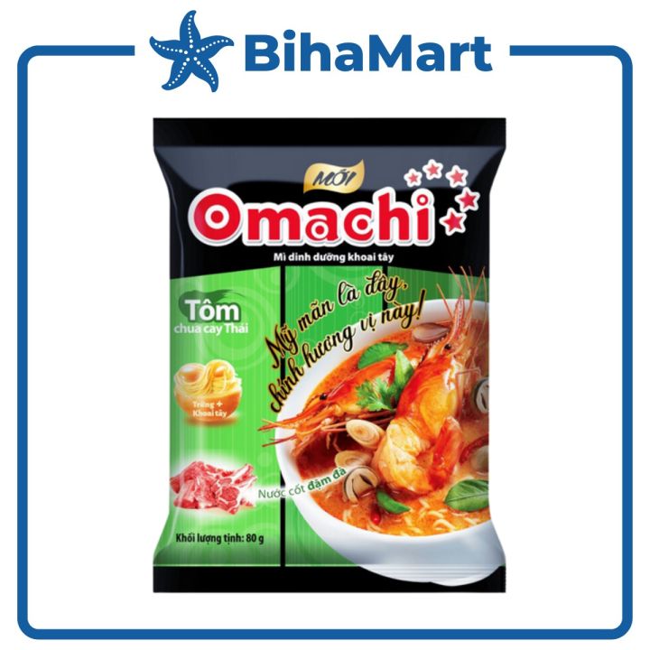 [GÓI LẺ] - MASAN - Mì Omachi GÓI hương vị Tôm Chua Cay Thái - Mì ăn liền khoai tây Omachi Tôm Chua Cay Thái (80g/gói)